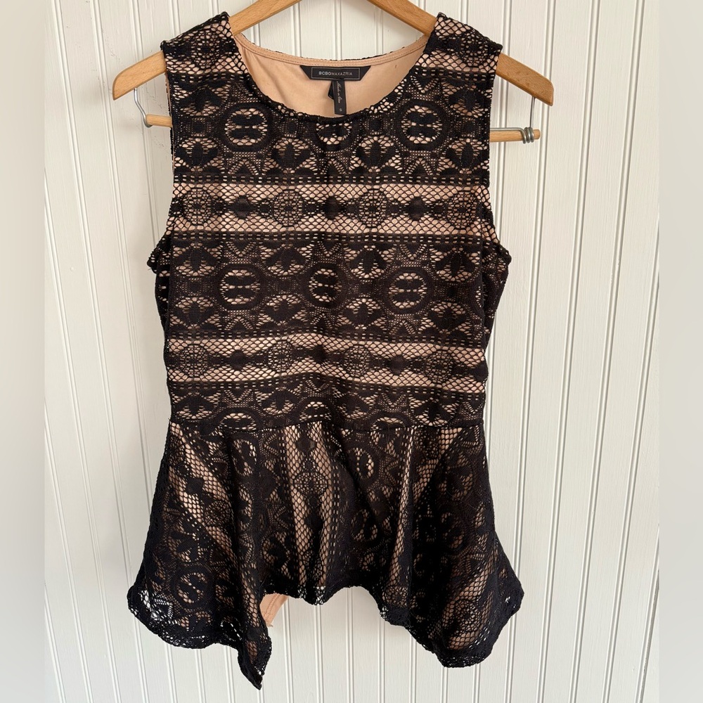 BCBGMaxAzria Black Lace Top Size Small